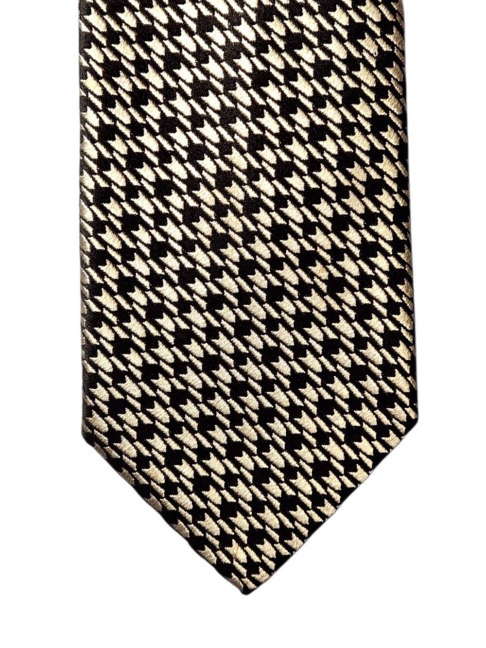 Charvet Place Vendome Necktie Tie Silver Black Houndstooth Silk France Luxury